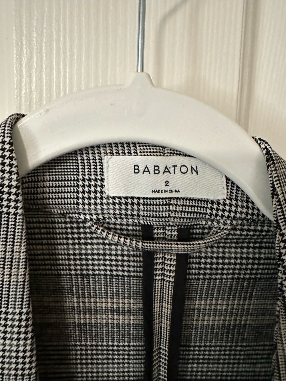 Babaton Gray Glen Plaid Open-Front Blazer ruched sleeve Size 2 - Picture 6 of 6